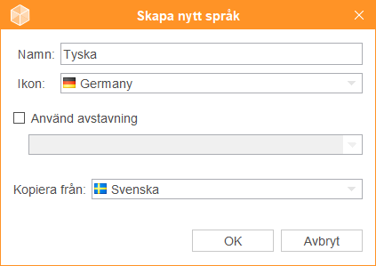Skapa nytt spr&aring;k