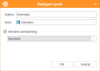 Aktivera avstavning f&ouml;r ett spr&aring;k