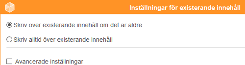 Importinst&auml;llningar