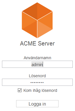 Logga in mot server