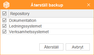 &Aring;terst&auml;ll repositorys fr&aring;n s&auml;kerhetskopia