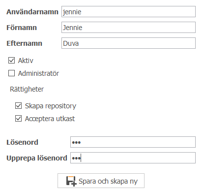 Ny anv&auml;ndare