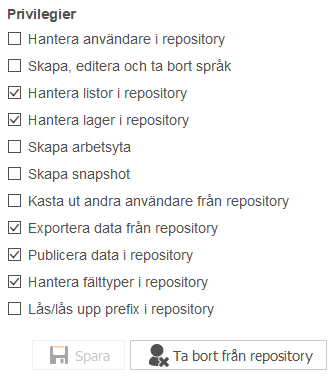Inst&auml;llningar f&ouml;r anv&auml;ndare i repository