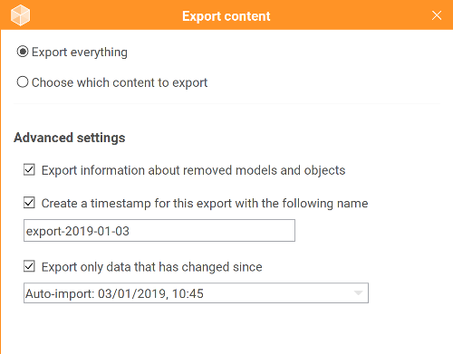 Export settings