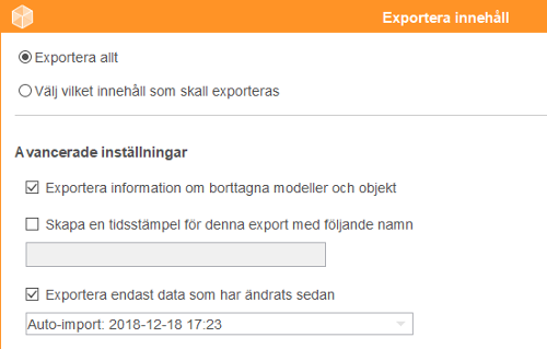 Exportinställningar