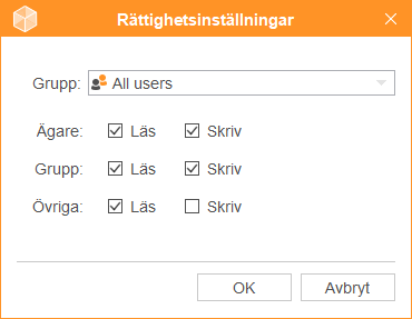 Rättighetsinställningar för nya modeller, objekt och dokument