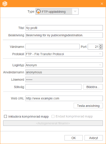 Publicera över FTP