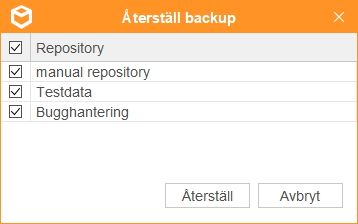 Återställ repositorys från säkerhetskopia
