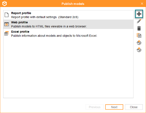 Create new web profile