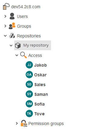 Users connected to a repository