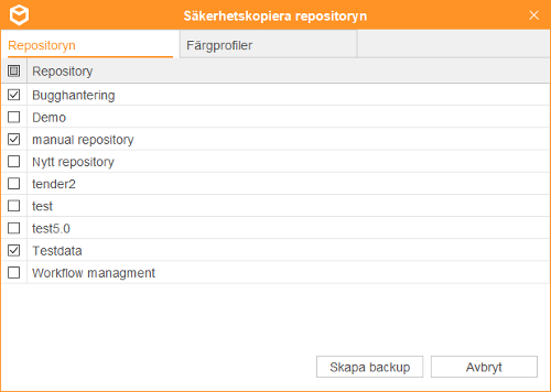 S&auml;kerhetskopiera repositorys