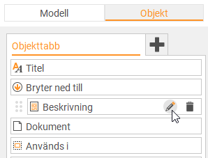 Redigera information f&ouml;r objekt