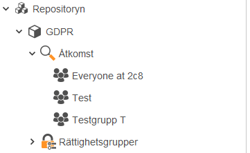 Grupp kopplad till ett repository