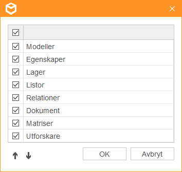 Inst&auml;llningar f&ouml;r navigationsf&auml;lt