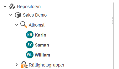 Anv&auml;ndare kopplad till ett repository
